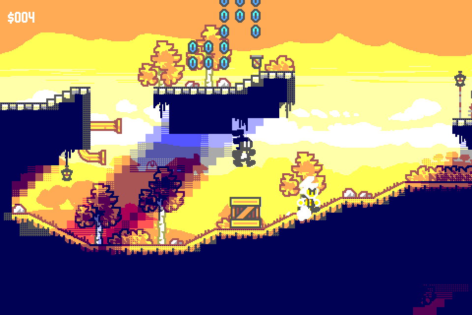 Super Note in a golden sunlit prairie with an Elektrik enemy, crates and coins